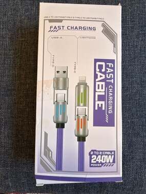 4-in-1 240W Fast Charging Cable with Breathing Light and Silicone Finish